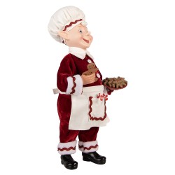 Clayre & Eef Statuetta decorativa di Natale Elfo 15x10x28 cm Rosso Tessuto