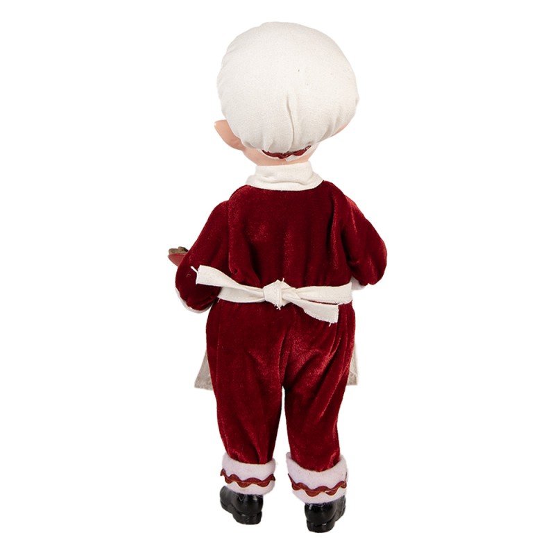 Clayre & Eef Statuetta decorativa di Natale Elfo 15x10x28 cm Rosso Tessuto