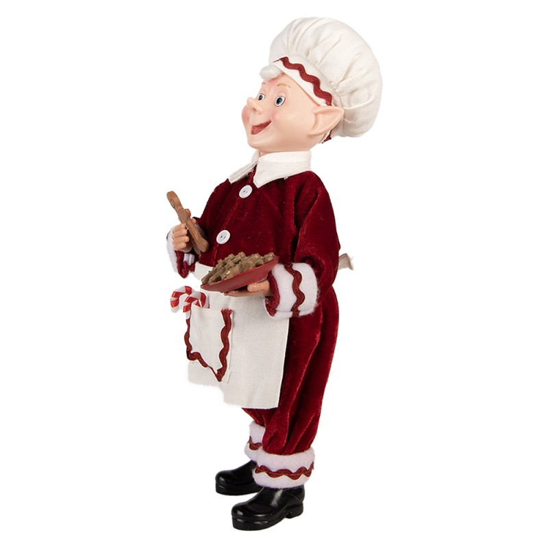 Clayre & Eef Statuetta decorativa di Natale Elfo 15x10x28 cm Rosso Tessuto
