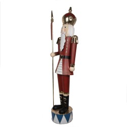 Clayre & Eef Weihnachtsdekorationsfigur Nussknacker 67x41x203 cm Rot Metall