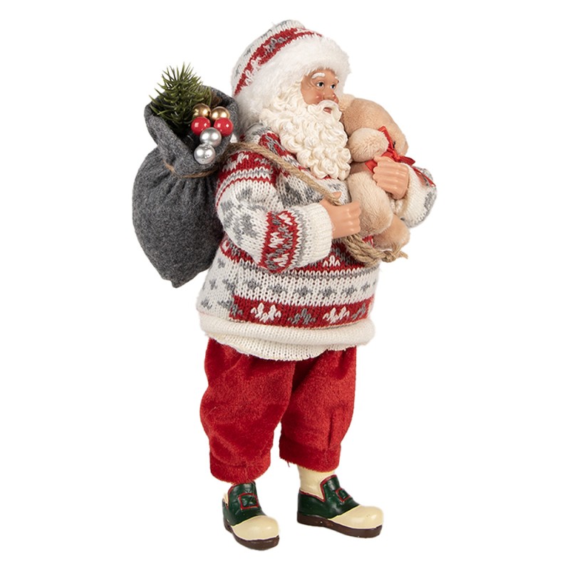 Clayre & Eef Statuetta decorativa di Natale Babbo Natale 13x10x28 cm Rosso Tessuto