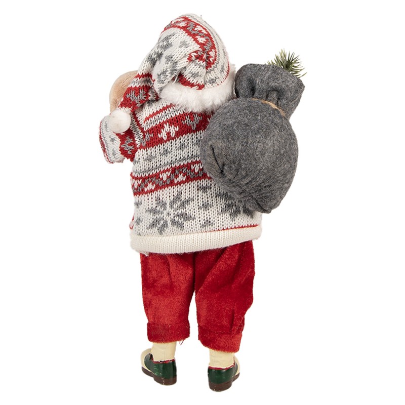 Clayre & Eef Statuetta decorativa di Natale Babbo Natale 13x10x28 cm Rosso Tessuto
