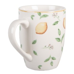 Clayre & Eef Tasse 350 ml Weiß Porzellan Zitronen