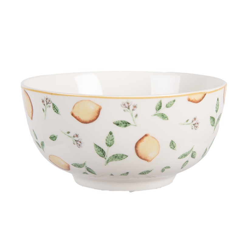 Clayre & Eef Soup Bowl 500 ml White Porcelain Lemons