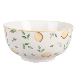 Clayre & Eef Soup Bowl 500 ml White Porcelain Lemons