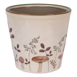 Clayre & Eef Pot de fleurs Ø 21x20 cm Beige Céramique Champignons