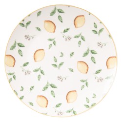 Clayre & Eef Assiette de petit d‚jeuner Ø 20 cm Blanc Porcelaine Citrons