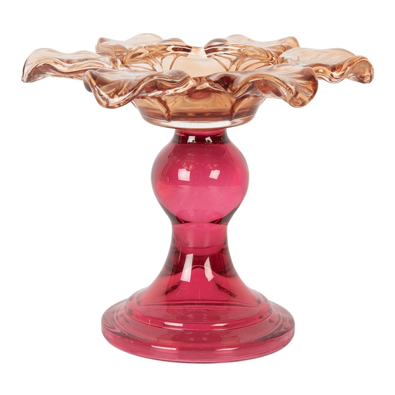 Clayre & Eef Porte-bougie Ø 14x11 cm Orange Verre