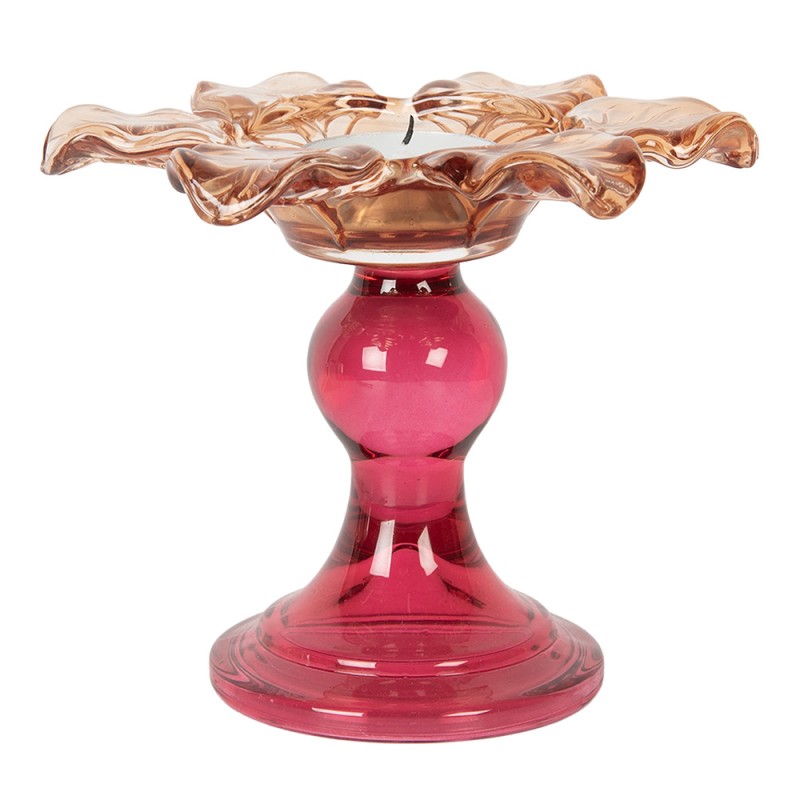 Clayre & Eef Porte-bougie Ø 14x11 cm Orange Verre