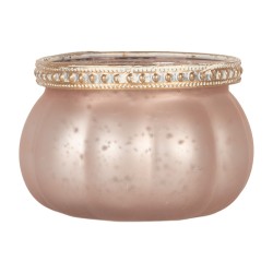 Clayre & Eef Porte-bougie Ø 9x6 cm Rose Verre