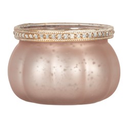 Clayre & Eef Porte-bougie Ø 9x6 cm Rose Verre