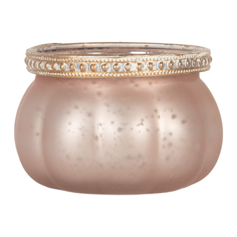 Clayre & Eef Teelichthalter Ø 9x6 cm Rosa Glas
