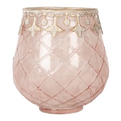 Clayre & Eef Porte-bougie Ø 13x14 cm Rose Verre