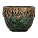 Clayre & Eef Waxinelichthouder Ø 10x8 cm Groen Glas