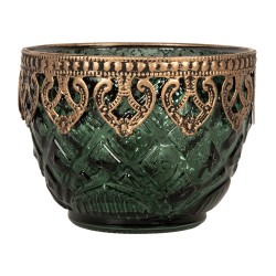 Clayre & Eef Porte-bougie Ø 10x8 cm Vert Verre