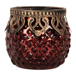 Clayre & Eef Porte-bougie Ø 9x8 cm Rouge Verre
