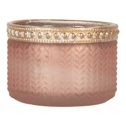 Clayre & Eef Porte-bougie Ø 7x4 cm Rose Verre