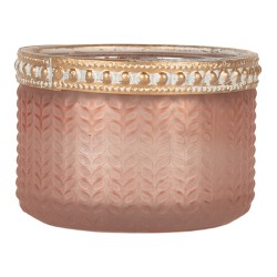 Clayre & Eef Porte-bougie Ø 7x4 cm Rose Verre