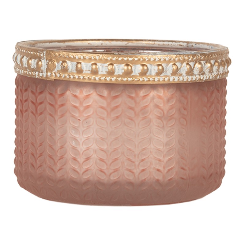Clayre & Eef Porte-bougie Ø 7x4 cm Rose Verre