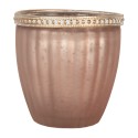 Clayre & Eef Waxinelichthouder Ø 9x6 cm Roze Glas