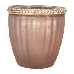 Clayre & Eef Porte-bougie Ø 9x6 cm Rose Verre