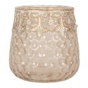 Clayre & Eef Waxinelichthouder Ø 10x10 cm Roze Glas
