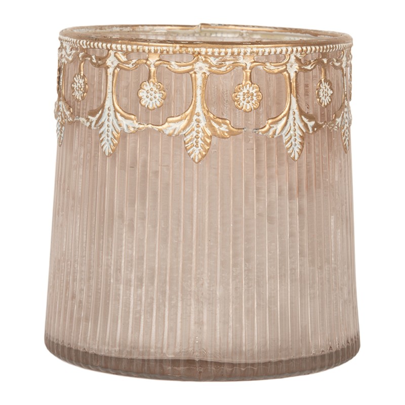 Clayre & Eef Porte-bougie Ø 10x10 cm Rose Verre