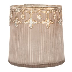 Clayre & Eef Porte-bougie Ø 10x10 cm Rose Verre