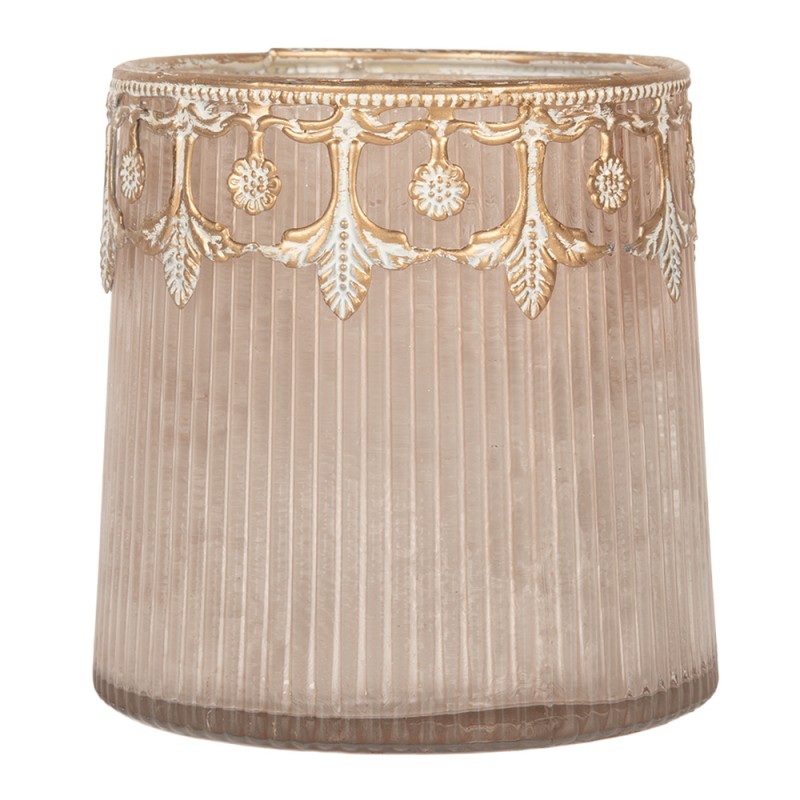 Clayre & Eef Porte-bougie Ø 10x10 cm Rose Verre