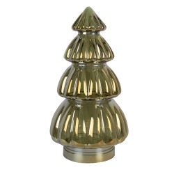 Clayre & Eef Statuetta decorativa di Natale Albero di Natale Ø 15x27 cm Verde Vetro