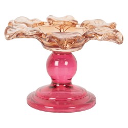Clayre & Eef Porte-bougie Ø 14x9 cm Orange Verre