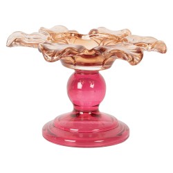 Clayre & Eef Porte-bougie Ø 14x9 cm Orange Verre