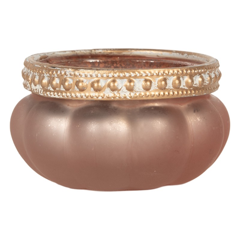 Clayre & Eef Portacandela Ø 6x4 cm Rosa Vetro