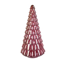 Clayre & Eef Statuetta decorativa di Natale Albero di Natale Ø 16x33 cm Rosa Vetro