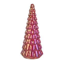 Clayre & Eef Statuetta decorativa di Natale Albero di Natale Ø 11x26 cm Rosa Vetro