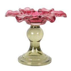 Clayre & Eef Porte-bougie Ø 14x11 cm Rose Verre