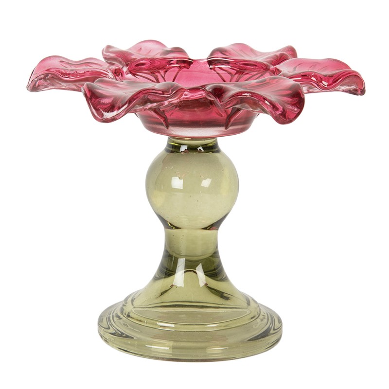 Clayre & Eef Teelichthalter Ø 14x11 cm Rosa Glas