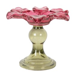 Clayre & Eef Porte-bougie Ø 14x11 cm Rose Verre