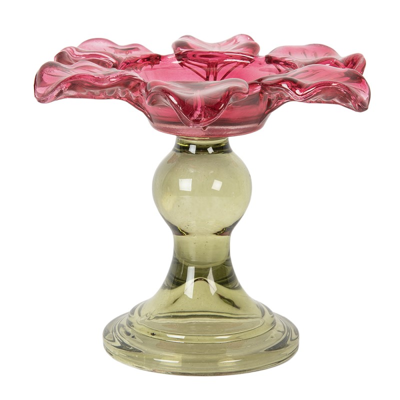 Clayre & Eef Teelichthalter Ø 14x11 cm Rosa Glas