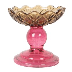 Clayre & Eef Porte-bougie Ø 10x9 cm Jaune Verre