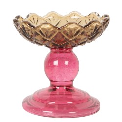 Clayre & Eef Porte-bougie Ø 10x9 cm Jaune Verre