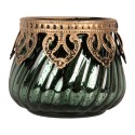 Clayre & Eef Tealight Holder Ø 8x7 cm Green Glass