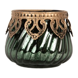 Clayre & Eef Porte-bougie Ø 8x7 cm Vert Verre