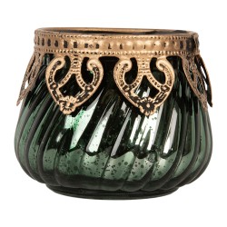 Clayre & Eef Porte-bougie Ø 8x7 cm Vert Verre