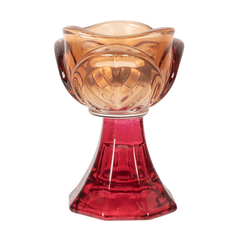 Clayre & Eef Porte-bougie Ø 7x10 cm Orange Verre