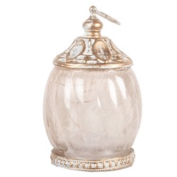 Clayre & Eef Lanterne LED Ø 7x11 cm Beige Verre