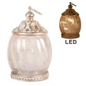 Clayre & Eef Lanterne LED Ø 7x11 cm Beige Verre