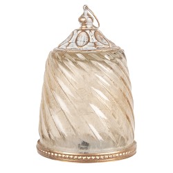 Clayre & Eef LED Laterne Ø 9x14 cm Beige Glas
