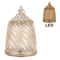 Clayre & Eef LED Laterne Ø 9x14 cm Beige Glas