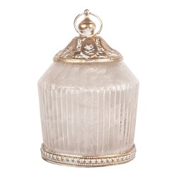 Clayre & Eef Lanterna LED Ø 8x12 cm Rosa Vetro